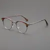 Gafas Redondas Artísticas Retro Elegantes de Media Montura para Hombres y Mujeres, Aptas para Lentes Graduados, Luz Azul Anti-Luz, Monturas de Gafas sin Graduación