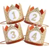 Sombrero de Fiesta Digital con Purpurina Dorada Accesorios para Fotos de Cumpleaños Infantil Tocado para Bebé Sombrero Estilo Ins Corona