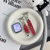 Pulseira de Couro para Apple Watch Gato Kt Cravejada de Diamantes Adequada para Apple Watch S12 Pulseira de Relógio Iwatch109Se Pulseira Feminina