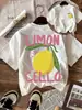 Camiseta Transfronteriza Aliexpress Creativa Patrón de Limón y Cítricos para Mujer Verano Top Suave Camiseta Pieza Completa