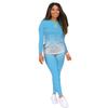 Otoño 2021 Amazon estación independiente AliExpress ropa de mujer europea y americana degradado pantalones de manga larga ropa para el hogar traje de dos piezas