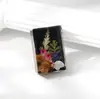 Marcador de livro de resina estilo floresta com flores reais e secas, presente criativo temático de floresta que brilha no escuro, ornamento de artesanato em resina