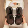Mocasines Negros Nuevos Retro Versátiles Otoño/Invierno Suela Gruesa Zapatos Individuales Aumentadores de Altura 2026 Estilo Británico Con Cordones Zapatos Pequeños de Cuero para Mujer