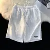 Calça de Verão Masculina Estilo Hong Kong com Letras Espumadas High Street Shorts Largos Marca Tendência Design de Nicho Calça Versátil