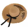 Sombrero de Paja de Verano, Sombrero de Playa, Protección Solar, Sombrero de Sol de Ala Ancha, Estilo para Mujer, Lazo Francés, Sombrero de Paja a la Moda