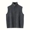 Chaleco de Punto de Cachemira de Cuello Alto con Cremallera de Moda para Otoño e Invierno para Mujer, Nuevo Estilo 2026, Chaleco Suéter de Color Sólido de Corte Holgado