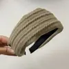 Faixa de Cabeça Listrada de Tricô Retrô para Outono e Inverno com Toque de Luxo, Faixa de Cabeça para Lavar o Rosto para Uso Diário, Acessório de Cabelo Presilha de Cabelo Alta