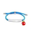 Pulsera de Cuerda de Mano Multicolor Transfronteriza Europea y Americana Pulsera de Acero Inoxidable Material en Blanco Listo para Usar Accesorios de Manzana Roja Grabado de Regalo