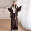 Conjunto de Traje Casual Engrosado de Invierno para Niñas Grandes Ropa Infantil Niñas Sudadera con Capucha Pantalones Casuales Ropa Deportiva Conjunto de Dos Piezas