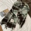 Bufanda de Invierno para Mujer, Chal Versátil, Doble Uso, con Borlas, Cuadros, Doble Cara, Estilo Coreano, Engrosada, Cálida, Imitación Cachemira, Bufanda Larga