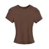 O Caimento é Perfeito, Camiseta Básica Slim-Fit de Gola Redonda e Manga Curta Skims Kardashian para Mulheres, Top Justo de Verão que Cobre o Corpo