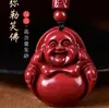 Pingente do Buda Maitreya na Cor Natural de Cinábrio, Pingente Genuíno do Buda Barrigudo na Cor Dourado-Roxo com Areia, Atrai Riqueza, Boa Sorte no Ano do Zodíaco, Atacado