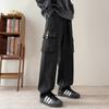 Calças de Trabalho Masculinas Outono e Inverno, Estilo Primavera e Outono, Corte Reto Solto, Tamanho Grande, Espessadas, Multi-Bolsos, Casuais, Calças Longas com Forro de Lã para Homens