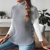 Suéter Pulôver Feminino Primavera e Outono Novo Estilo Colete com Decoração de Botão Transfronteiriço Europeu e Americano Gola Alta Casual Colete Pulôver Top