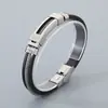 Pulsera de Acero de Titanio para Mano Transfronteriza Pulsera de Acero Inoxidable y Silicona para Hombre Moda Hip-Hop Pulsera de Personalidad Venta al por Mayor