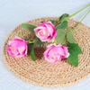 Rosa Simulado de Única Camada com Toque de Flanela Rosa Decoração de Casa Casamento Dia dos Namorados Flor Simulada Flor Artificial de Mão
