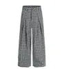 Pantalones casuales de cuadros con bloques de color elegantes para hombre, pantalones de pierna ancha plisados y fluidos de estilo urbano para verano, pantalones retro deportivos de longitud hasta el suelo