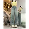 Jeans Vintage de Color Claro para Mujer, Nuevo Estilo Primavera y Otoño, Tallas Grandes, Cintura Alta, Adelgazantes, Holgados, Rectos, Pierna Ancha