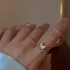 Anel Borboleta Fada Tendência Estilo Coreano para Mulheres, Anel Aberto Ajustável, Anel Simples de Dedo Indicador Amizade