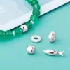 Nuevo Círculo de Nube Auspiciosa Chapado en Plata de Ley S925 Pez Koi Cruz Pez Pequeño Cuentas Espaciadoras Pulsera de Cristal DIY Pulsera Accesorios de Plata
