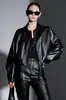 Chaqueta de Cuero Estilo Motocicleta Retro con Cuello Solapa para Mujer, Chaqueta Corta de Cuero Holgada con Cremallera para Primavera, Chaqueta Corta Elegante para Mujeres Pequeñas