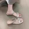 Hermosas sandalias de cuña con pedrería de tacón bajo Chuyuji para mujer, para uso exterior en verano, nuevo modelo 2026, adecuadas para combinar con faldas, sandalias de tacón alto sin cordones