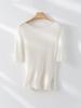 ¡Baisho de alta gama! Seamless 18 agujas 48 100. Suéter de lana con cuello ondulado para mujer, camisa base delgada