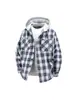 Camisa de Flanela Xadrez com Capuz Masculina Solta Casual Jaqueta Camisa de Manga Longa Retro Americana Jaqueta da Moda