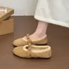 Zapatos Planos Cálidos Forrados de Terciopelo Francés Zapatos Peludos para Mujer 2026 Otoño/Invierno Nuevos Retro Punta Redonda Corte Bajo Zapatos Mary Jane