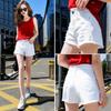 Shorts Jeans Branco para Mulheres, Outono 2026 Fino de Cintura Alta com Caimento Solto, Emagrecedor Versátil Rasgado Linha A Calça Wide-Leg