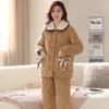 Pijama acolchado de invierno para mujer, de tres capas, de forro polar coral grueso, chaqueta acolchada de algodón para otoño e invierno, ropa exterior con forro polar, ropa de abrigo para el hogar.