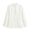 Comércio Exterior Transfronteiriço Aliexpress 2026 Nova Moda Feminina Estilo Francês Elegante Gola Alta Botões Diagonais Ajuste na Cintura Slim Fit Jaqueta Curta