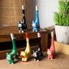 Set Creativo Lindo Nórdico de Seis Adornos de Animales Gatos para Decoración de Escritorio de Sala de Estar en Casa Artesanías Pintadas a Mano