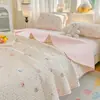 Funda de Cama Acolchada de Algodón Puro Dibujos Animados Juego de Tres Piezas, Sábana de Tatami Antideslizante Engrosada de Algodón Puro, Pieza Individual para Dormitorio, Adecuada para Todas las Estaciones