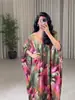 Moda Feminina Transfronteiriça Nova Coleção Primavera/Verão 2025 para Plataformas de E-commerce Independentes e Amazon: Robe Caftan Estampado Vestido de Noite
