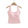 25063-25 Verão Novo Estilo Europeu e Americano Sexy Alças Largas nos Ombros e Bojos para Cobrir os Seios, Moda Colete Halter sem Costas