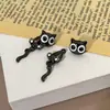 Moda Argola de Prata Novo Desenho Animado Fofo Gato Preto Doce Simples Estiloso Criativo Brincos Femininos