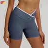 Shorts de Yoga Cruzados Europeos y Americanos de Cintura Alta Cruzados Nude Ajustados Levanta Glúteos Durazno Shorts de Fitness de Secado Rápido Shorts Deportivos