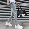 Jeans para Hombre Verano Moda Marca Estilo Coreano Ajustados Moda Simple Verano Delgados Rasgados Pantalones de Pierna Verano