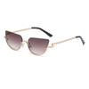 Óculos de Sol Jamie 868 Novos com Meio Aro, Óculos de Sol Metálicos Compactos Semi-Arredondados da Moda, Item Tendência Europeu e Americano