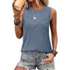 Chaleco de Verano para Mujer Amazon 2025 Estilo Europeo y Americano Holgado Cuello Redondo Color Sólido Casual Top sin Mangas Camiseta