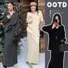 Conjunto de Ropa de Maternidad Otoño Invierno Estilo Nuevo de Punto con Cuello en V Conjunto de Dos Piezas + Falda Larga Período Completo de Embarazo Barriga Suelta que Cubre No Aprieta la Barriga Para Abrigo