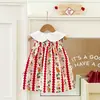 Vestido para Niñas Pequeñas con Cuello de Flores y Bordado de Conejo, Versátil Estampado de Dibujos Animados Dulce y Lindo