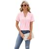 Ropa de mujer transfronteriza europea y americana 2024 Amazon primavera y verano nuevo top suelto jacquard con cuello en V solapa cola de milano camiseta de manga corta