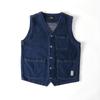 Colete de Trabalho Jeans Outdoor Montanha Estilo Japonês Outonal com Múltiplos Bolsos para Homens e Mulheres, Colete Jeans Azul Retro com Decote em V Tendência