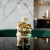 Presente Abraço de Urso Papai Noel Cruz Dourada Artesanato de Resina Transfronteiriço Decoração de Natal Ornamentos para Mesa de Casa