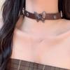 Gargantilla Maillard de cuero con diseño de mariposa para mujer, accesorio para suéter, cadena para suéter que combina con todo, para otoño e invierno.