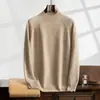 Suéter de cachemira Baicai Rong, manga raglán, cuello alto medio, otoño/invierno 2026, de alta gama, ligero, versátil, casual, color liso, para hombre