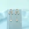 Moda Tendencia Estilo Coreano Pendientes Largos con Borlas de Estrella de Cinco Puntas Pendientes Elegantes Estrella Strass Circonita Pendientes Personalizados