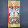 Fabricante de Caligrafía y Pintura Antigua, Pintura Colgante de Rollo Thangka de Tela de Seda con Luz Azul Antifalsificación, Bodhisattva Guanyin de Mil Manos Mil Ojos